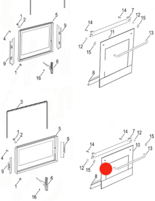 11093 Fisher Paykel SMALL Oven Door outer Glass BI602c, B1602r, 80061